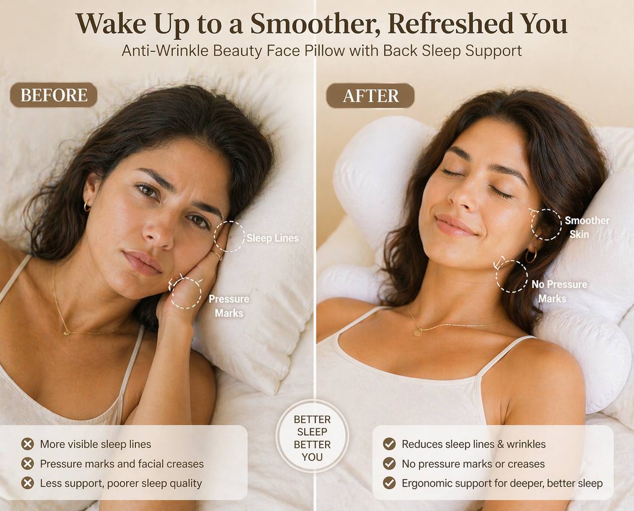 Memory Foam Wrinkle-Free Beauty Sleep Pillow